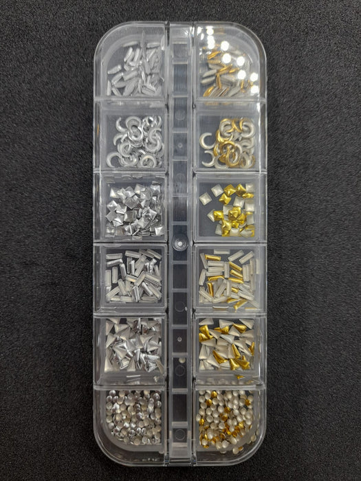 Nail Art Gem Tray - metallic shapes